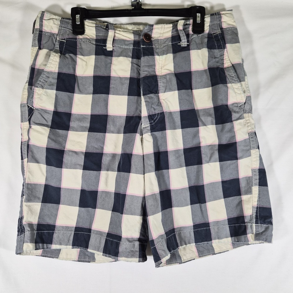 Y2k Abercrombie & Fitch Plaid Shorts Mens 34 Blue White Pink Check Casual Flat